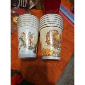 Vintage Lily 5 oz Paper Cups 1950's 1960's Christmas Thanksgiving Retro Special